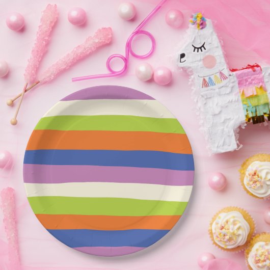 Assiettes En Carton Bleu, orange, violet, vert et (Fête)