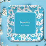Assiettes En Carton Bleu otomi mexicaine baby shower plaque de papier<br><div class="desc">Belle collection de baby showers bleus Inspiré des Motifs ottomis mexicains</div>