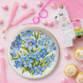 Assiettes En Carton Bleu Oublie Moi Pas Fleurs Élégant (Fête)