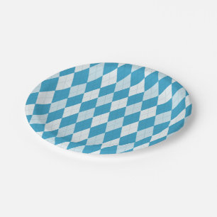 Assiettes En Carton Bleu paon argyle petite forme de diamant