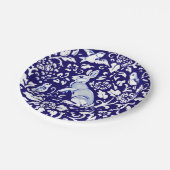 Assiettes En Carton Bleu Pâques Lapin Blanc Debout Bunny Delft (Angle)