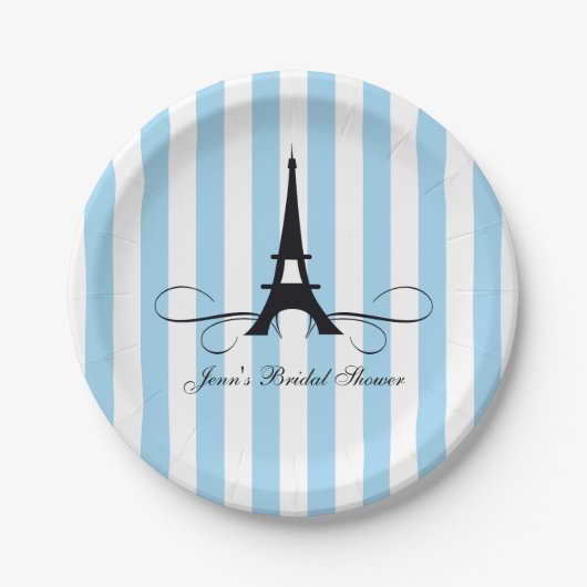 Assiettes En Carton Bleu Paris Tour Eiffel | FÊTE DES MARIÉES (Devant)