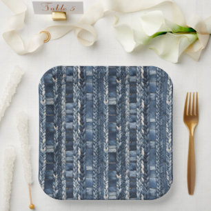 Assiettes En Carton Bleu Perdu Et Tressé Jean Denim