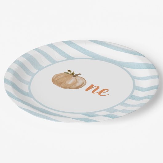 Assiettes En Carton Bleu Petite Citrouille Plaques d'anniversaire (Angle)