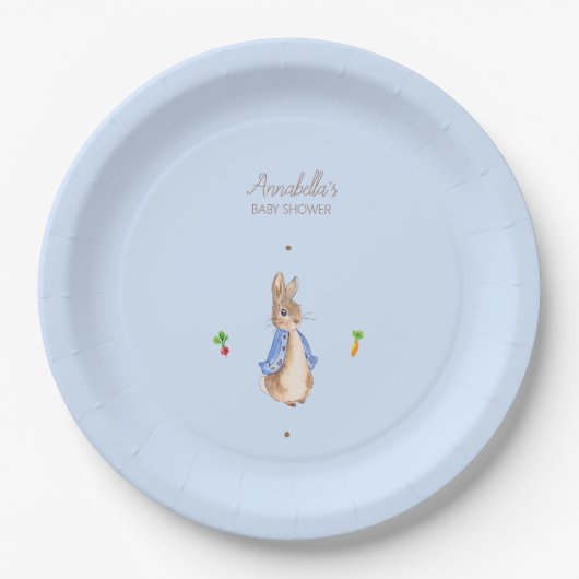 Assiettes En Carton Bleu Pierre le lapin (Devant)