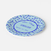 Assiettes En Carton bleu plage parapluie répétition motif bon voyage (Angle)