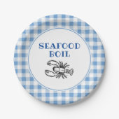 Assiettes En Carton Bleu Plaid Seafood Boisson Party (Devant)