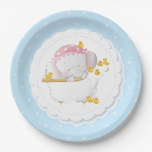 Assiettes En Carton Bleu point Eléphant mignon