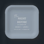Assiettes En Carton Bleu poussiéreux la nuit avant un mariage élégant<br><div class="desc">Elégant Dusty Blue la nuit avant les plaques de papier Mariage</div>