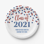 Assiettes En Carton Bleu Red Confetti Graduation 2021 (Devant)