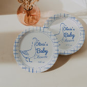 Assiettes En Carton Bleu rétro Silly Goose main tiré bébé garçon
