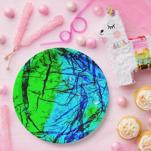 Assiettes En Carton Bleu rides abstraite recyclé plaque en plastique (Fête)