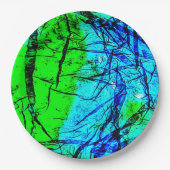 Assiettes En Carton Bleu rides abstraite recyclé plaque en plastique (Devant)