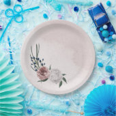 Assiettes En Carton bleu rose blanc vert fleuri mariage (Fête)