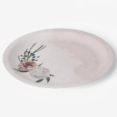 Assiettes En Carton bleu rose blanc vert fleuri mariage (Angle)