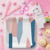 Assiettes En Carton Bleu rose et blanc Abstrait (Fête)