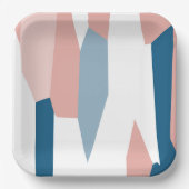 Assiettes En Carton Bleu rose et blanc Abstrait (Recto)
