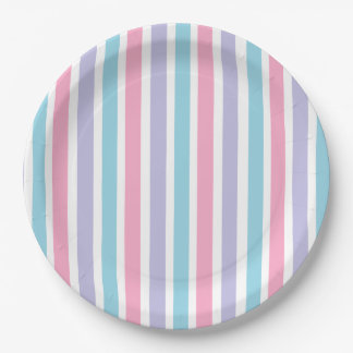Assiettes En Carton Bleu rose et mauve bonbons raypes