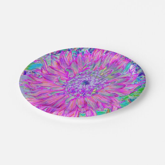 Assiettes En Carton Bleu rose et violet cool Artsy Dahlia Bloom (Angle)