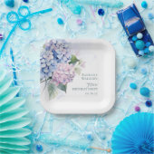 Assiettes En Carton Bleu rose Hydrangeas 70e anniversaire (Fête)