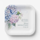 Assiettes En Carton Bleu rose Hydrangeas 70e anniversaire (Recto)