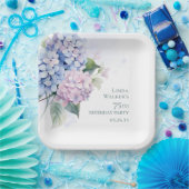 Assiettes En Carton Bleu rose Hydrangeas 75e anniversaire (Fête)