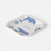 Assiettes En Carton Bleu Rustique Océan Dolphin Whale Boy Baby shower (Angulaire)