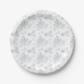 Assiettes En Carton Bleu Silver Grey Winter Wonflake (Devant)