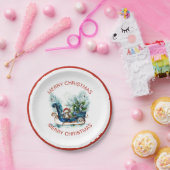 Assiettes En Carton Bleu Sled Bébé Reindeer (Fête)