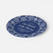 Assiettes En Carton Bleu Snowflake de la Marine Manger Boire Noël (Angle)