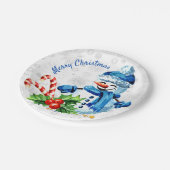 Assiettes En Carton Bleu Snowman 'Joyeux Noël' Plaque en papier (Angle)
