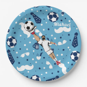 Assiettes En Carton Bleu Soccer Goalie Goalkeeper Nom de l'enfant