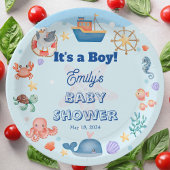 Assiettes En Carton Bleu sous la mer Baby Boy Douche