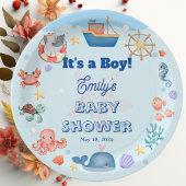 Assiettes En Carton Bleu sous la mer Baby Boy Douche