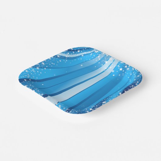 Assiettes En Carton Bleu Starburst Étincelle avec rayons lumineux (Angulaire)