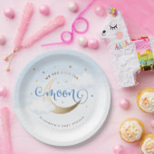 Assiettes En Carton Bleu sur les plaques de papier lune (Fête)