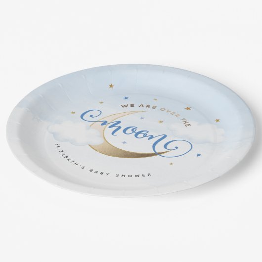 Assiettes En Carton Bleu sur les plaques de papier lune (Angle)