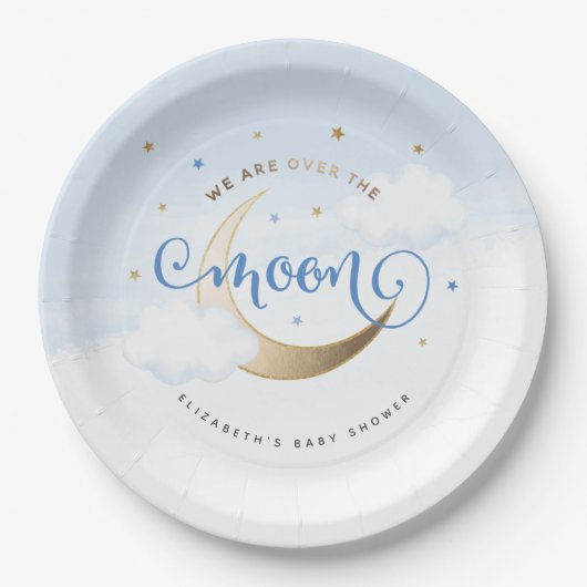 Assiettes En Carton Bleu sur les plaques de papier lune (Devant)