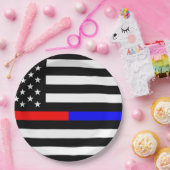 Assiettes En Carton bleu thin line polirefighter (Fête)