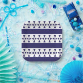 Assiettes En Carton Bleu triangle rayures Anniversaire (Fête)