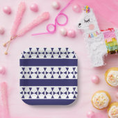 Assiettes En Carton Bleu triangle rayures Anniversaire (Fête)