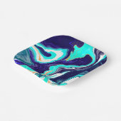 Assiettes En Carton Bleu Turquoise Océan Fluide Marbre Art (Angulaire)