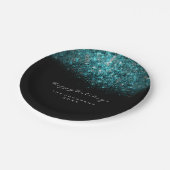 Assiettes En Carton Bleu Turquoise Parties scintillant brillante Noir (Angle)