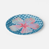 Assiettes En Carton Bleu Turquoise pointillé avec Hibiscus (Angle)