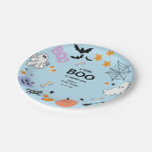 Assiettes En Carton Bleu Un Petit Boo Cute Ghost Baby shower Halloween (Angle)