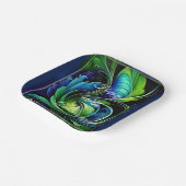 Assiettes En Carton Bleu vert feuille abstrait joyeux anniversaire (Angulaire)