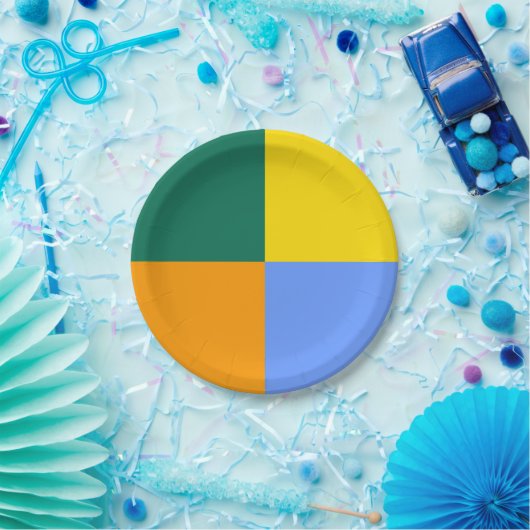 Assiettes En Carton Bleu vert orange jaune (Fête)