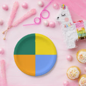 Assiettes En Carton Bleu vert orange jaune (Fête)