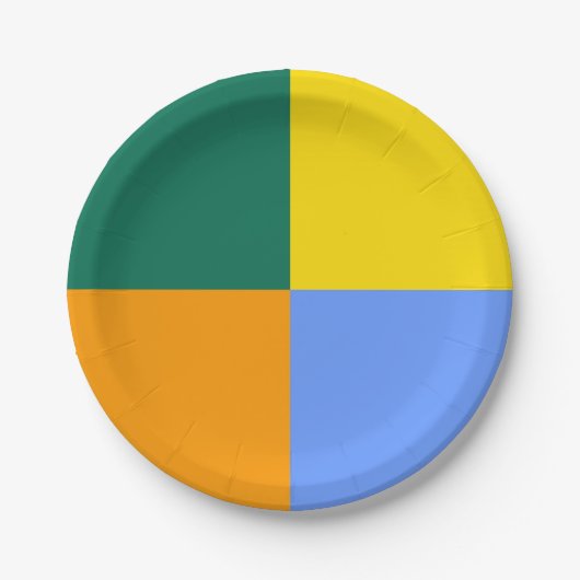 Assiettes En Carton Bleu vert orange jaune (Devant)