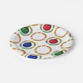 Assiettes En Carton Bleu Vert Rouge Notre 1er Motif de Noël (Angle)